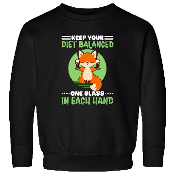 Discover Funny Cute Fox Balanced Diet Wines 1 Sweatshirts
