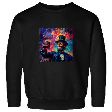 Discover Abraham Lincoln Drinking Beer Funny USA American Flag July 4 10 Sweatshirts