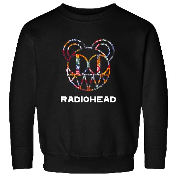 Discover Radiohead Colorful Strip Bear Head White Sweatshirts
