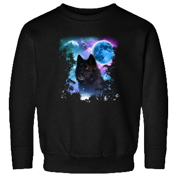 Discover Black Wolf MidNight Forest Sweatshirts