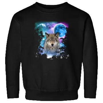 Discover Timber Wolf MidNight Forest Sweatshirts