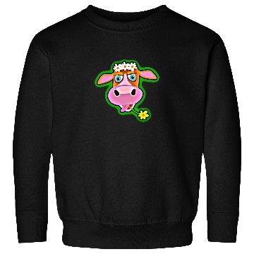 Discover Cute Cow with Bohemian Flower Crown Sweatshirts