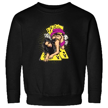 Discover Sexy-girl-cards-aces-poker-game-cartoon Sweatshirts