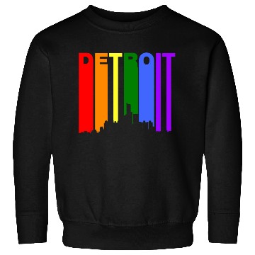 Discover Detroit Michigan Gay Pride Rainbow Skyline Sweatshirts