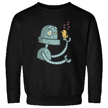 Discover Robot with a bird Sweatshirts