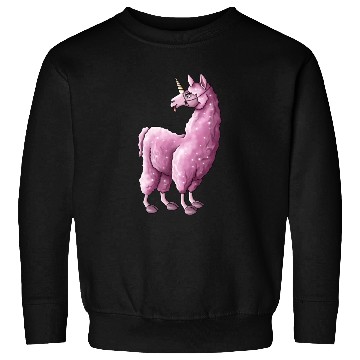 Discover Fluffy llama unicorn pink illustration cartoon Sweatshirts