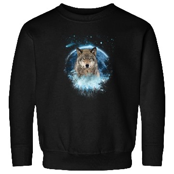 Discover Grey Wolf Bl Moon Full Scape Sweatshirts