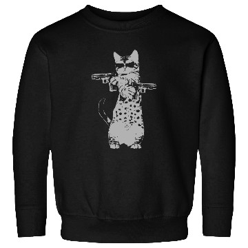 Discover Cat - gun kitty funny cat Sweatshirts