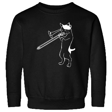 Discover Funny Trombone - Cat Playing Instrument - Humor Sweatshirts