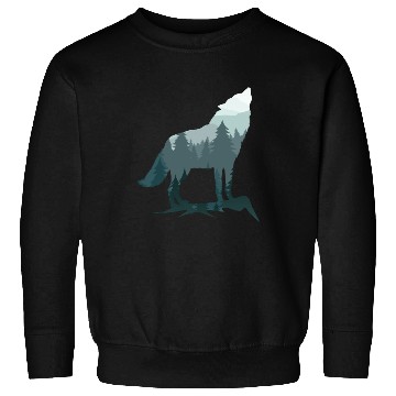 Discover Lone Wolf Survives The Mountain Silhouette Art Sweatshirts