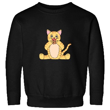 Discover Cat Comic Fantasy Cokkies eating kitten kids Sweatshirts