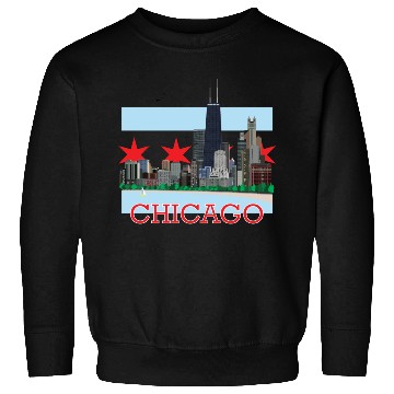 Discover Chicago Skyline and Flag Sweatshirts
