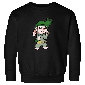 Discover CUTE BUNNY WITH BAZOOKA Soldier Pacifist Private Sweatshirts