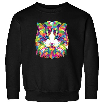 Discover Psychedelic Colorful Cat Abstract Kitten Bright Sweatshirts