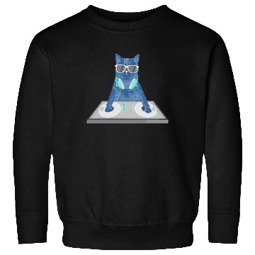 Discover Cat Disc Jockey Kitty DJ Graphic Funny Sweatshirts