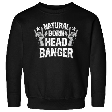 Discover Natural born Headbanger Devil horns Heavy Metal Sweatshirts