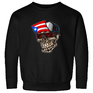 Discover Cool Puerto Rico Skull With Cap and Boricua Flag Sweatshirts