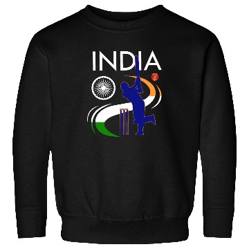 Discover India Cricket With Indian Flag Brush Stroke Sweatshirts