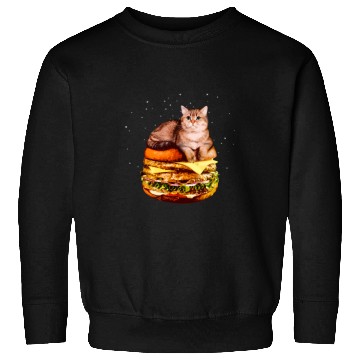 Discover Hamburger Space Cat Funny Kitty Gift Sweatshirts
