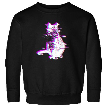 Discover Vaporwave Synthwave Glitch Cat Feline Kitty Sweatshirts