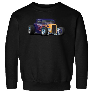 Discover Vintage Hot Rod Car with Classic Flames Sweatshirts