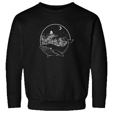 Discover Whale Dolphin in the Ocean at Night and moonlight Sweatshirts