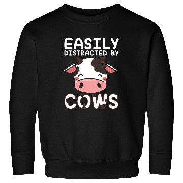 Discover Easily Distracted By Cows Farmer Farming Design Sweatshirts