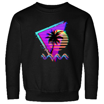Discover Vaporwave Palm Tree Sunset 90s Glitch Aesthetic Sweatshirts