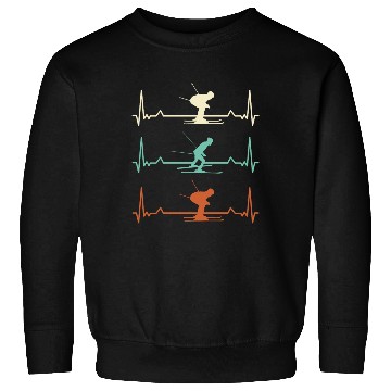Discover skiing, skier heartbeat EKG pulse Sweatshirts