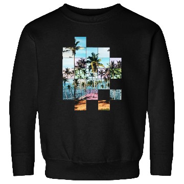 Discover Palm Trees Beach Vacation Pixel Picture Colorful Sweatshirts