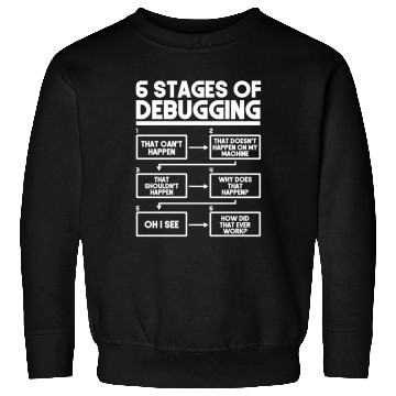 Discover 6 Stages Of Debugging Programmer Coding Sweatshirts