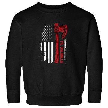 Discover Viking Axe Flag Til Valhalla Norse Mythology Sweatshirts