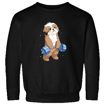 Discover Funny Weight Lifting Fitness Gym Shih Tzu Dog Sweatshirts