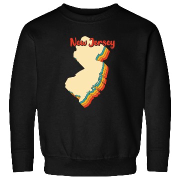 Discover New Jersey Map Outline Vintage Retro Nj Home State Sweatshirts