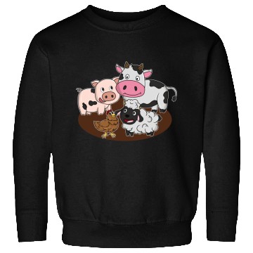 Discover Farm Animals Pig Cow Chicken Sheep Sweatshirts