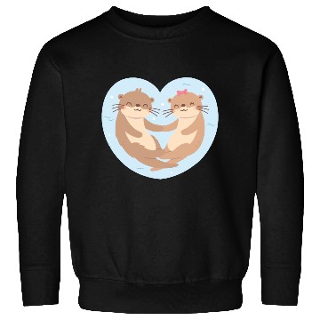 Discover Otter Couple In Love Blue Heart Sweatshirts
