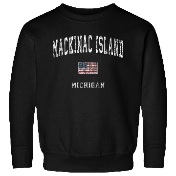 Discover Mackinac Island Michigan MI Vintage American Flag Sweatshirts