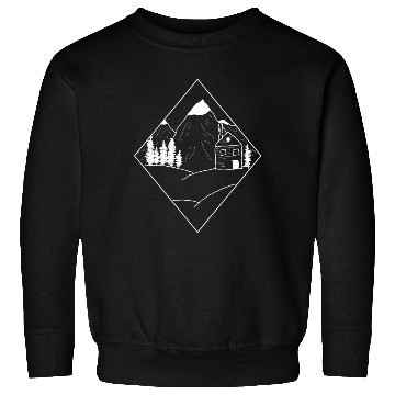 Discover landscape: mountains, cabin and trees, lifestyle Sweatshirts