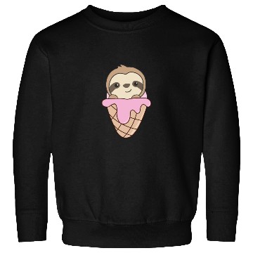 Discover Sloth Pink Ice Cream Waffle Cute Animals For Kids Sweatshirts