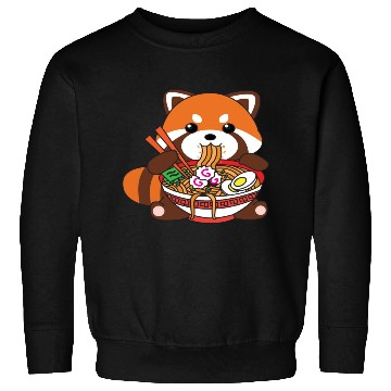Discover Cute Kawaii Red Panda Eating Ramen Noodles Sweatshirts