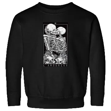 Discover Tarot Card Kissing Skeleton Love Skull Bones Sweatshirts