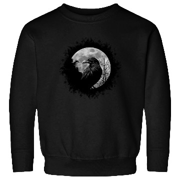 Discover Mystic Black Crow Artwork Full Moon Raven Sweatshirts