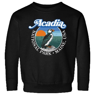 Discover Retro Acadia National Park Vintage Maine Puffin Sweatshirts