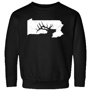 Discover Pennsylvania Elk Hunting Bull Elk PA State Shape Sweatshirts