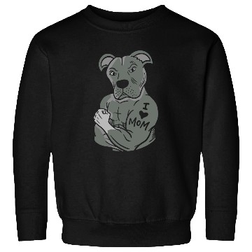 Discover Pitbull Showing tattoo I love Mom Sweatshirts