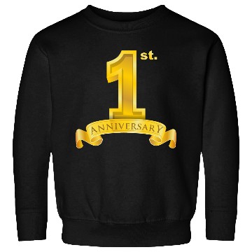 Discover first 1st anniversary. big number and ribbon text Sweatshirts