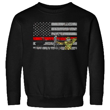 Discover Thin Red Line Bow Deer Hunting Flag Sweatshirts