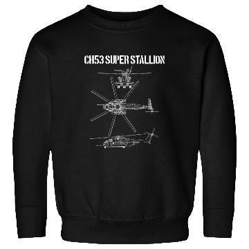 Discover Super Stallion Schematic Military Helicopter CH-53 Sweatshirts
