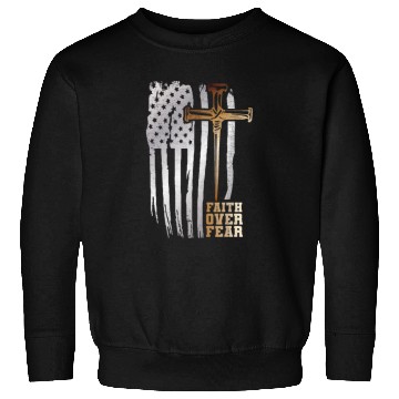 Discover Faith Over Fear Christian American Flag Sweatshirts