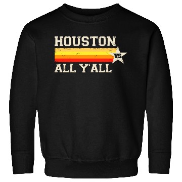 Discover Houston vs All Y'all Vintage Stripe Texas Baseball Sweatshirts